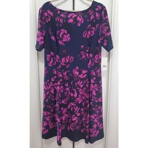 Donna Morgan Midnight Blue & Purple Flowers Dress